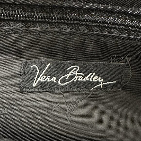 Vera Bradley Black White Quilted Top Handle Purse Handbag Leaf Motif - Picture 4 of 6